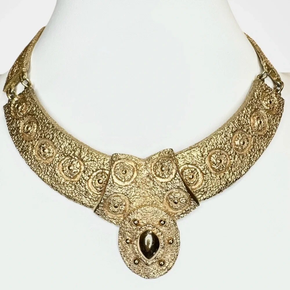 NAPIER 1971 Egyptian Collection Bib Necklace, BOOK PIECE